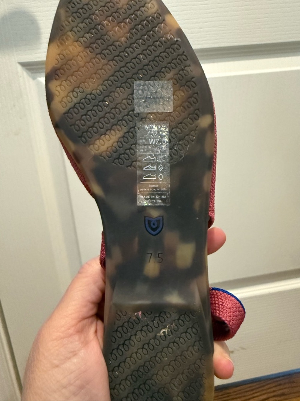 NWOT Rothy's Pink Pointed Slingback Flats with Blue Trim - Picture 7 of 8